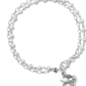 Sterling silver and pearl bird bracelet
